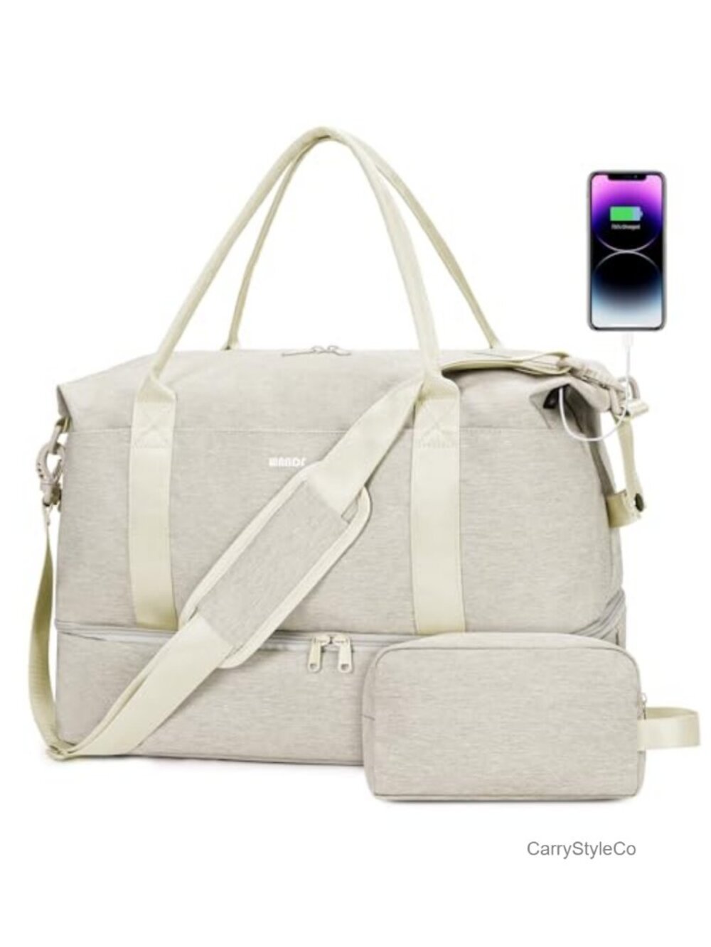 Carry On Weekender Duffel Travel Bag with Shoe Compartment for Women